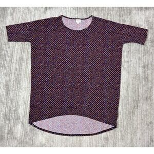 Lularoe  Shirt Womens Medium Short Sleeve Stretch Tunic High Low‎ Hem